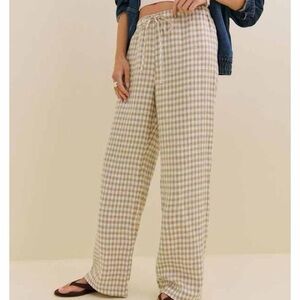Reformation Linen Pants- Natural Gingham- S worn once